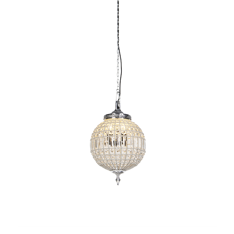 Art Deco závesná lampa krištáľ so striebrom 35 cm - Kasbah