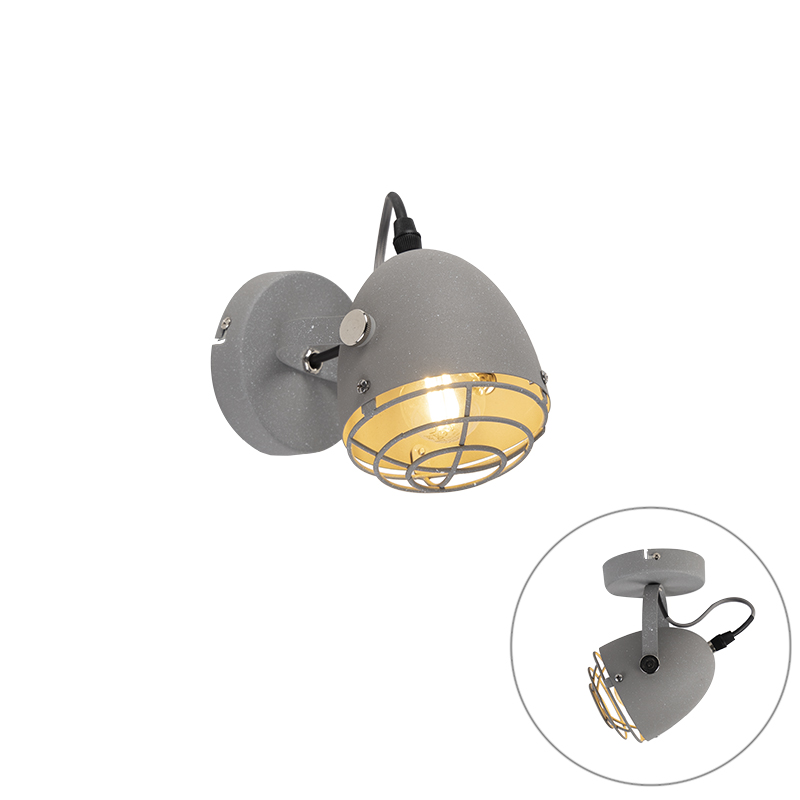 Projecteur industriel orientable en béton gris 1 lumière - Rebus