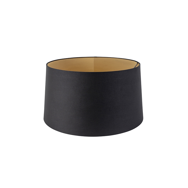 Tienidlo na lampu z bavlny čierne 40/45/25 so zlatým vnútrom Tienidlo na lampu z bavlny čierne 40/45/25 so zlatým vnútrom