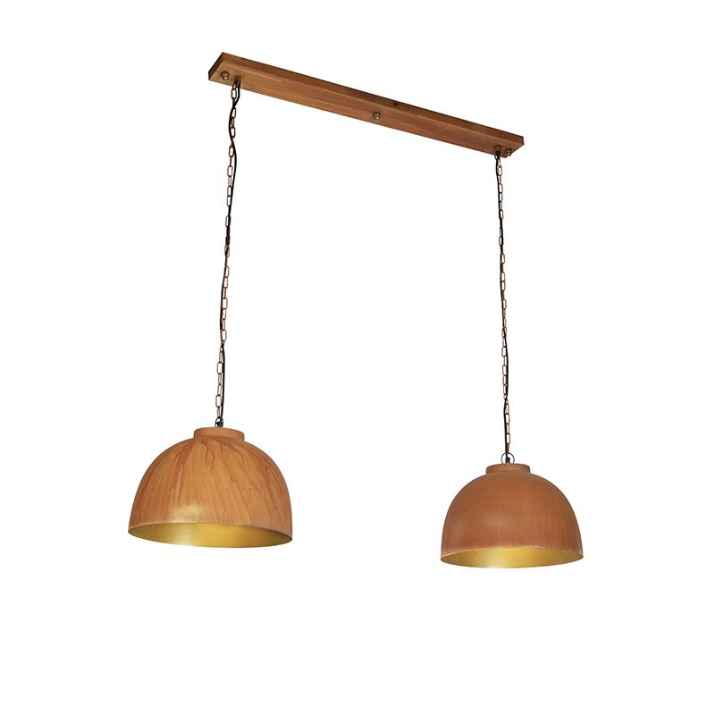 Industrile hanglamp roestbruin 2-lichts - Hoodi
