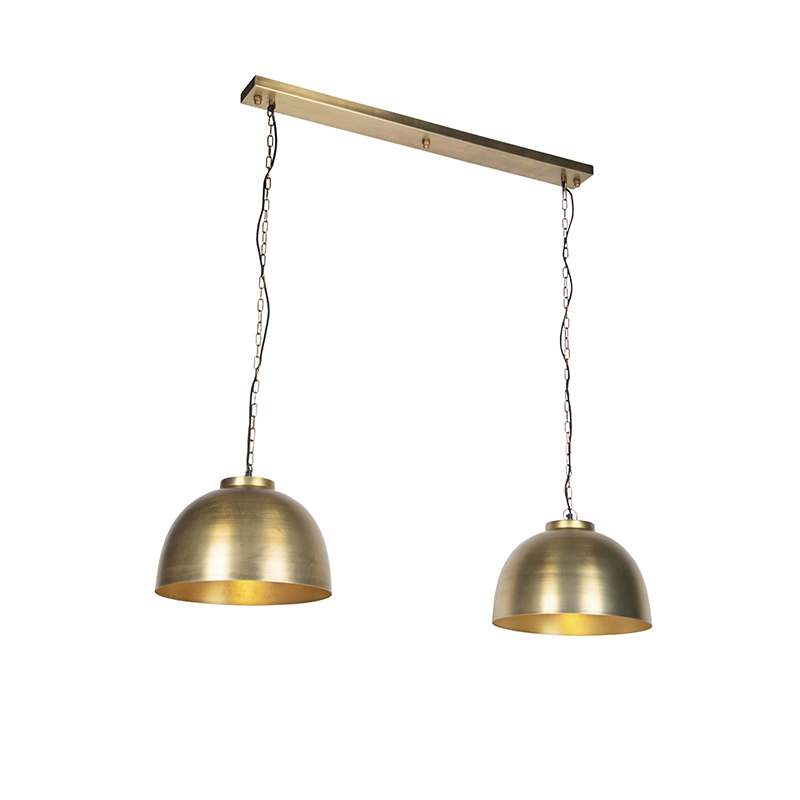 Industrile hanglamp antiek messing 2-lichts - Hoodi