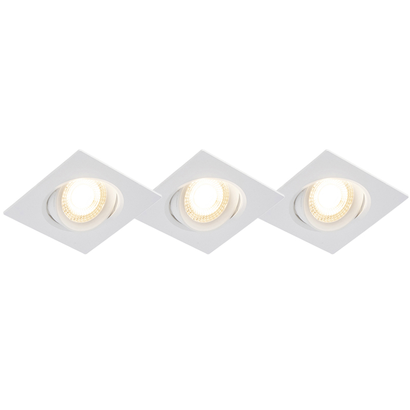 Sada 3 zapustených bodových svetiel biela vrátane LED 3-stupňových stmievateľných - Miu