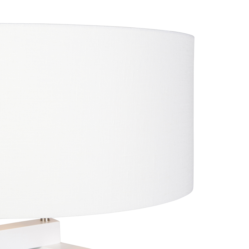 Lampadaire trépied en bois blanc avec abat-jour blanc 50 cm - Puros