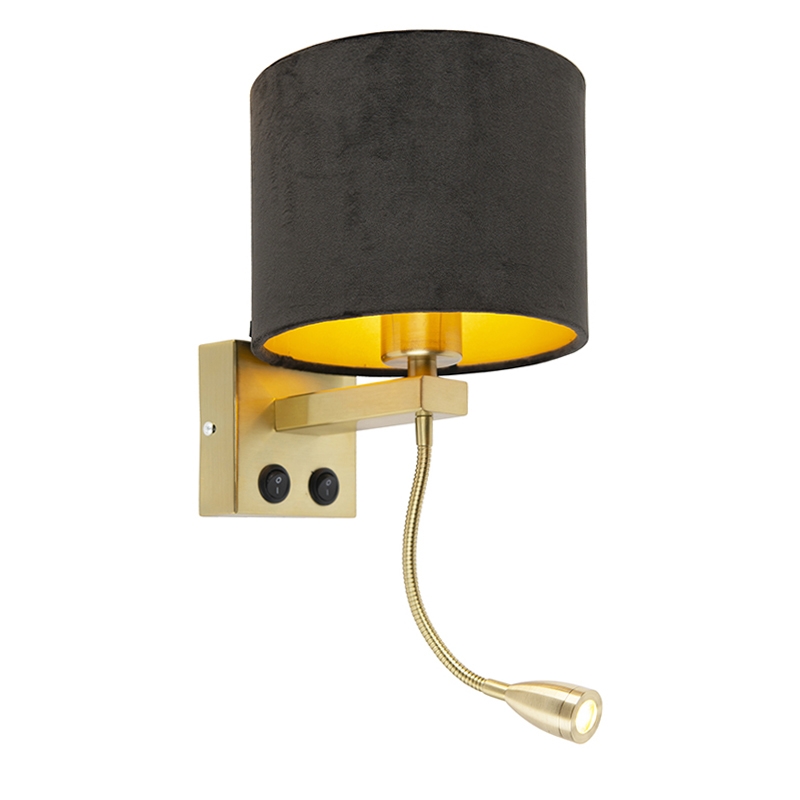 Moderne væglampe guld / messing med sort fløjlskærm - Brescia