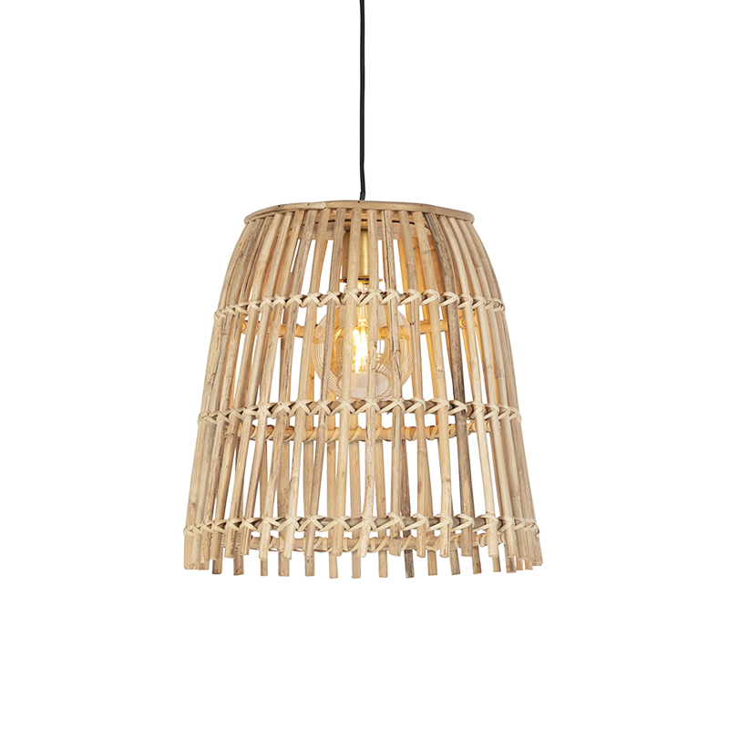 Vidiecka závesná lampa bambusová 34 cm - vedro z trstiny
