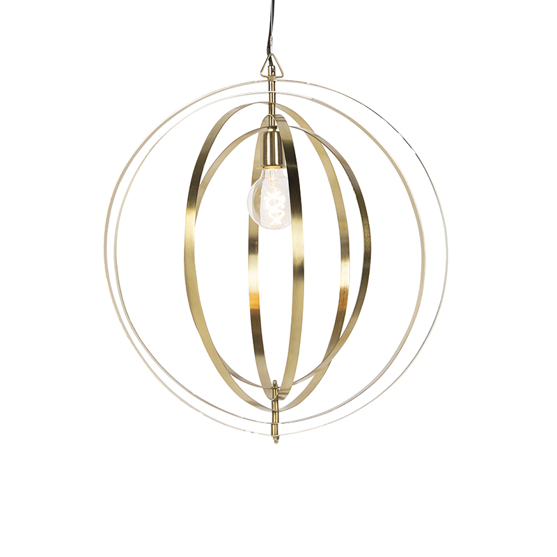 Vintage závesná lampa mosadz - krúžky