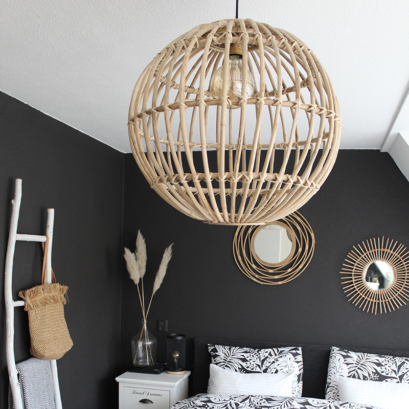 Landelijke hanglamp bamboe - Cane Ball 60 Landelijke hanglamp bamboe - Cane Ball 60