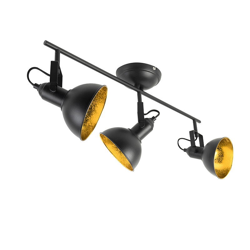 Priemyselná bodová čierna so zlatými 3 svetlami - Tommy