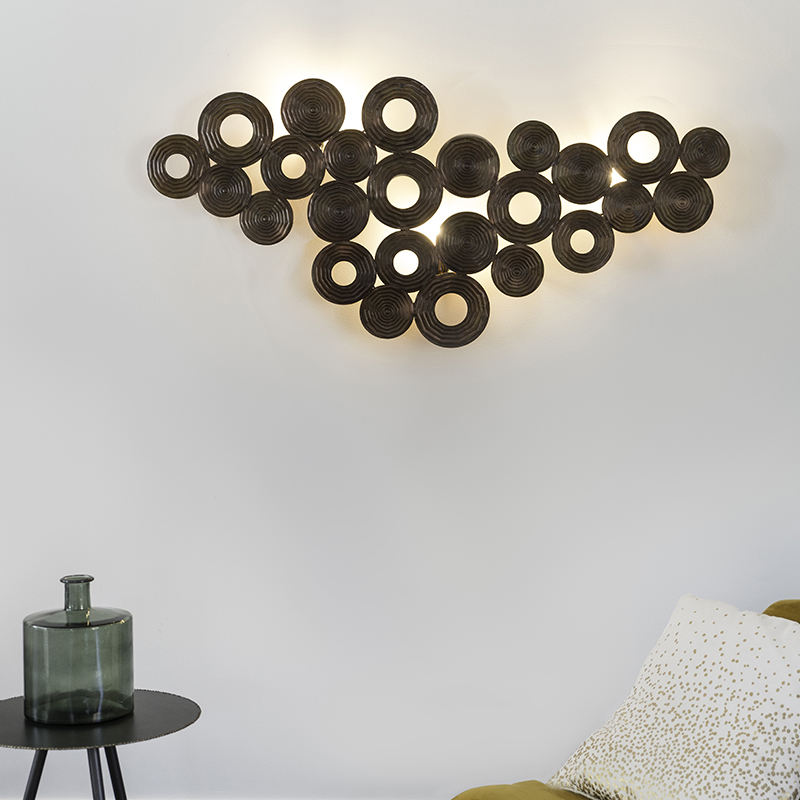 Lámpara de pared Art Deco cobre 138 cm - Circles