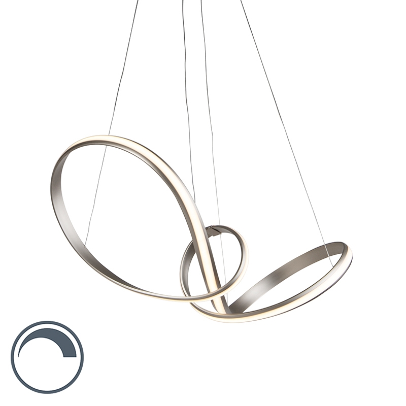 Moderne hanglamp staal 80 cm incl. LED en dimmer - Belinda Moderne hanglamp staal 80 cm incl. LED en dimmer - Belinda