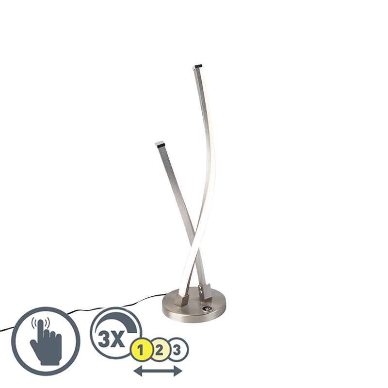 Design tafellamp staal incl. LED en touchdimmer - Paulina
