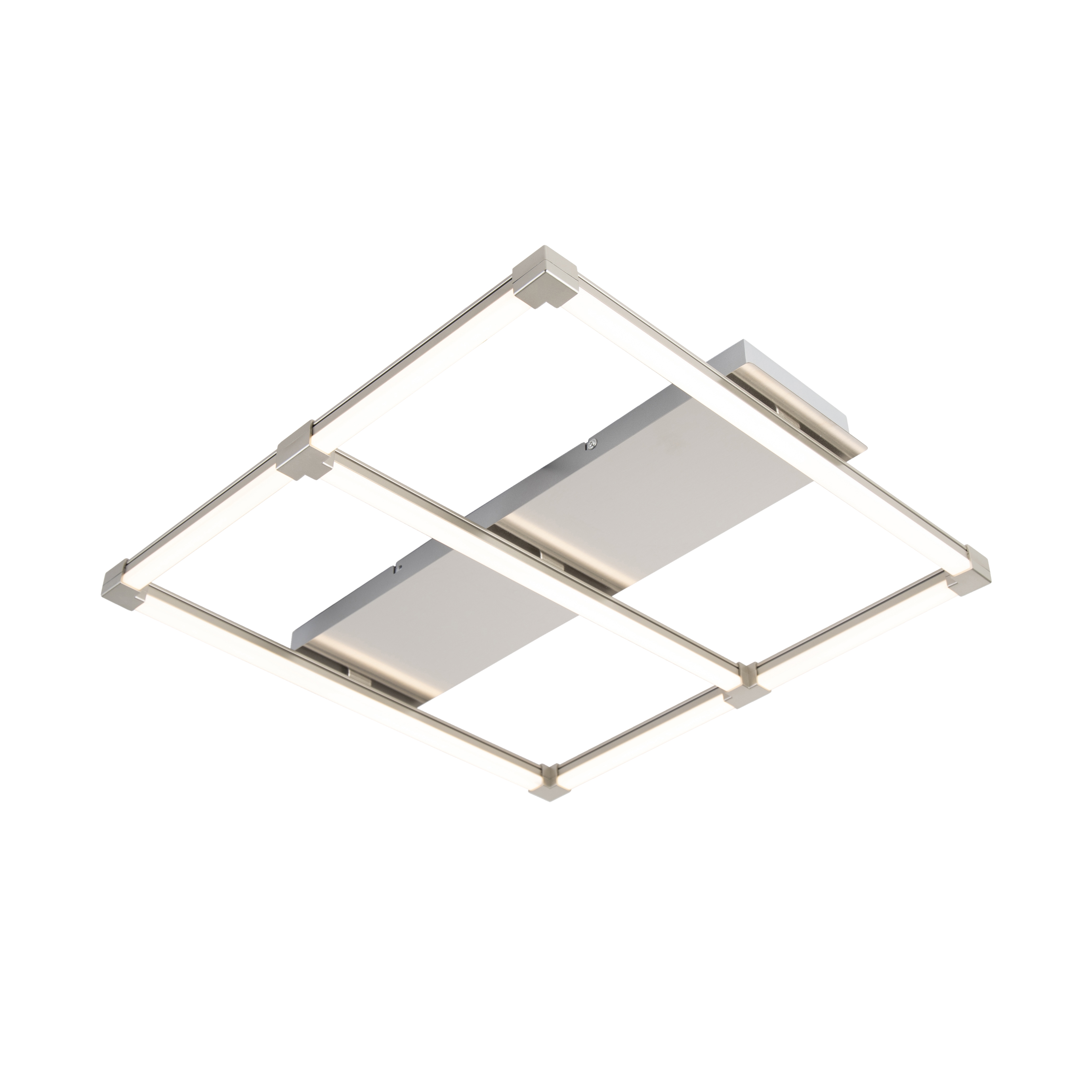 Design vierkante plafondlamp staal incl. LED - Plazas