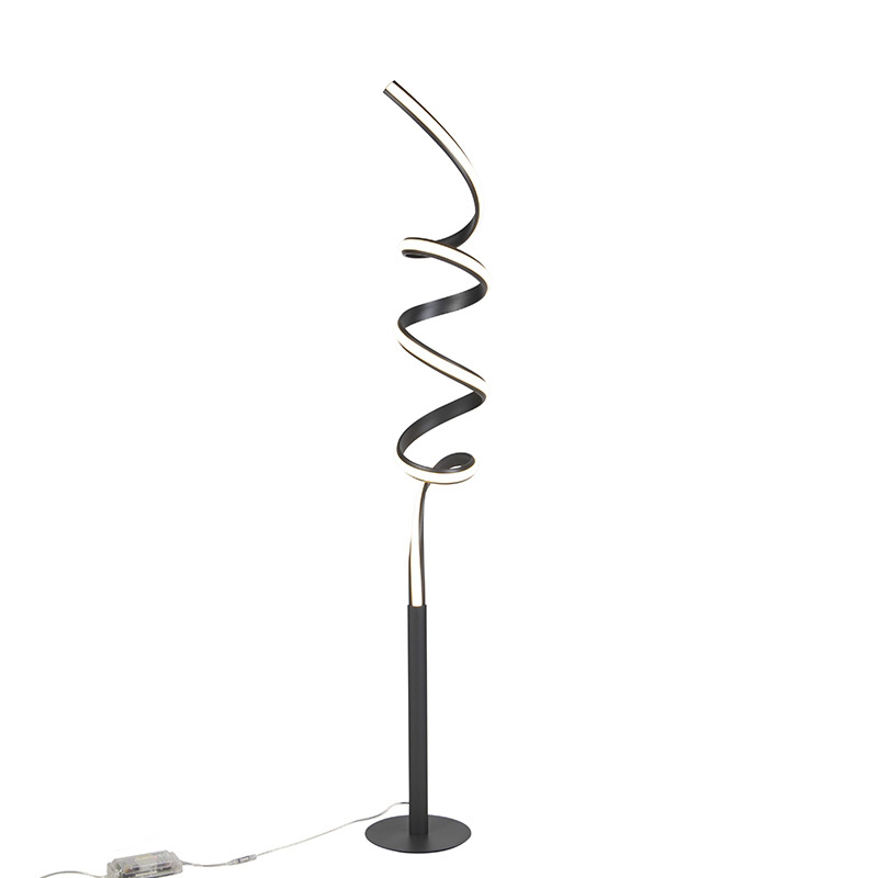 Levně Designová stojací lampa černá včetně LED a stmívače - Twisted