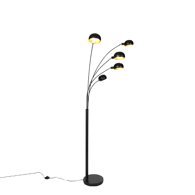 Lampadaire design noir 5 lumières - Sixties