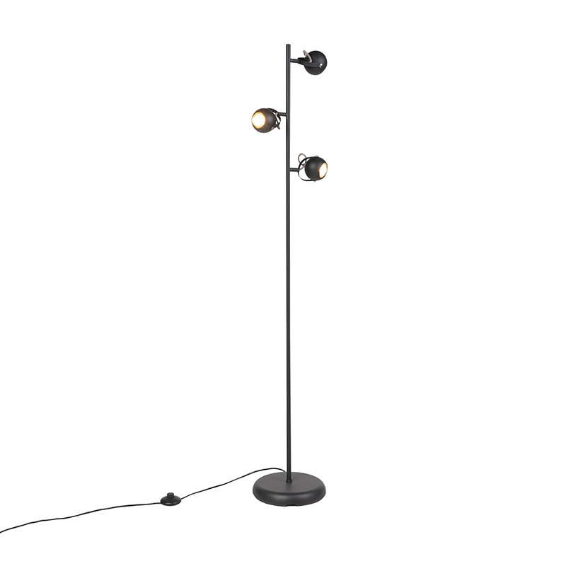 Moderne vloerlamp zwart 3-lichts - Bastion Moderne vloerlamp zwart 3-lichts - Bastion
