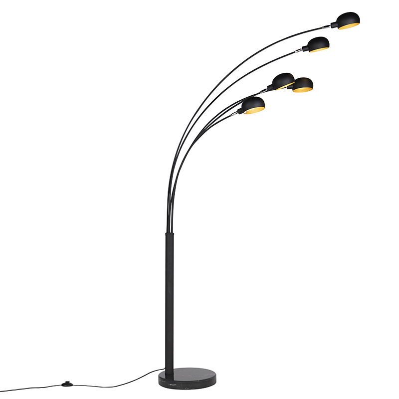 Lampadaire design noir 5 lumières - Sixties Marmo