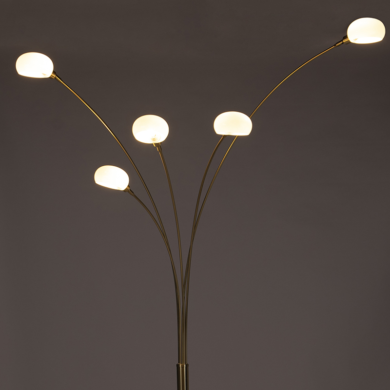 Lampada da terra Art Déco oro 5 luci - Sixties Marmo