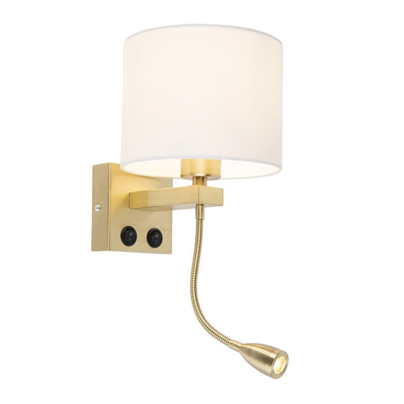 E-shop Nástenná lampa v štýle art deco zlatá s bielym tienidlom - Brescia
