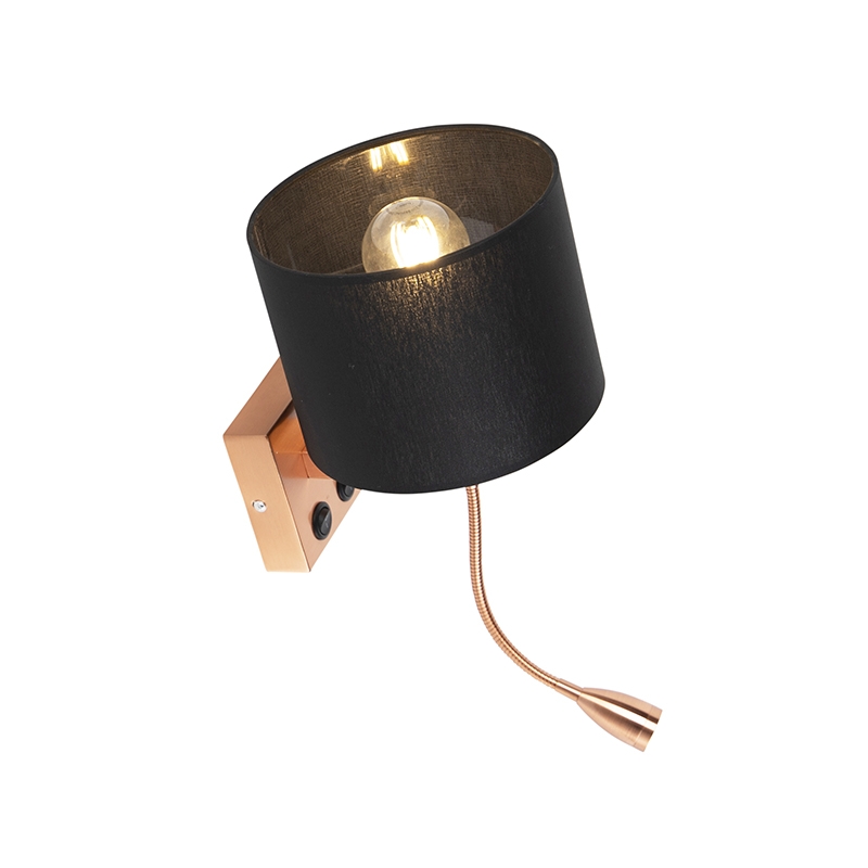 Aplique Art Deco cobre con pantalla negra - Brescia