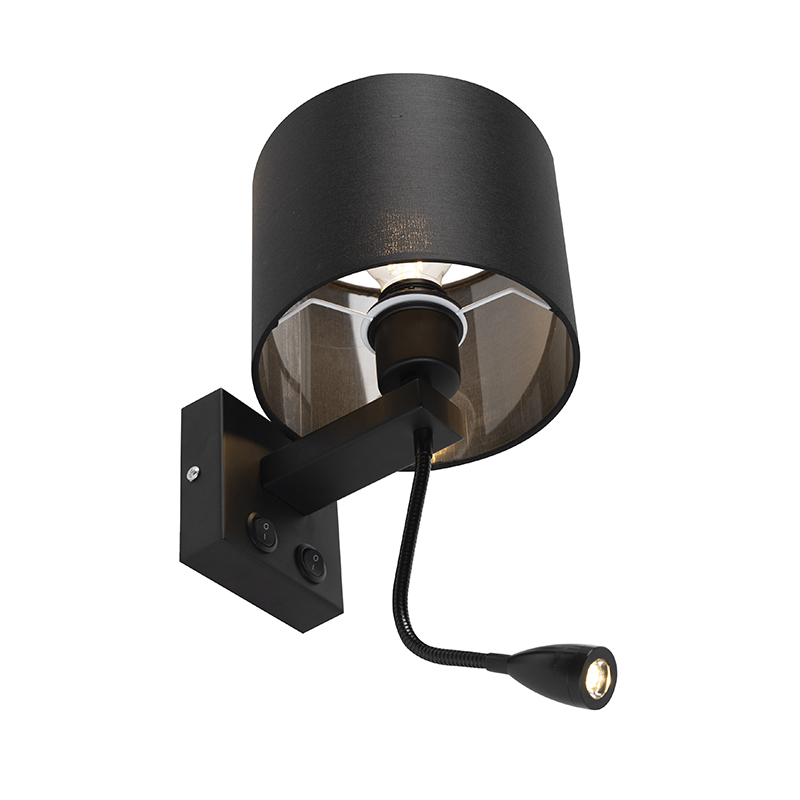 Modern Wall Light Black with Black Shade - Brescia