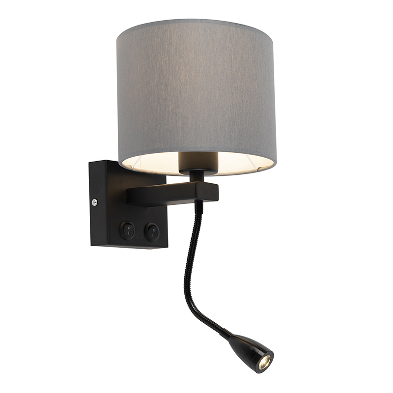 Moderne væglampe sort med grå skygge – Brescia