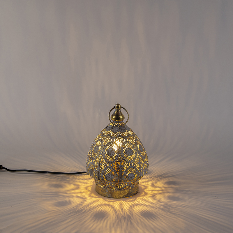 Oosterse tafellamp goud 19 cm - Mowgli Oosterse tafellamp goud 19 cm - Mowgli