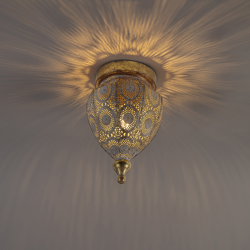 Oosterse plafondlamp goud 19 cm - Mowgli Oosterse plafondlamp goud 19 cm - Mowgli
