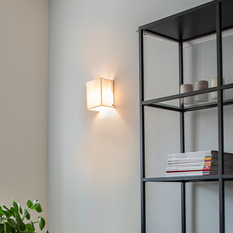 Moderne wandlamp jute wit - Vete Moderne wandlamp jute wit - Vete