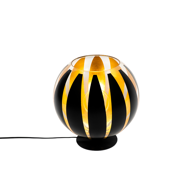Lampe de table design noir avec or 30 cm - Melone