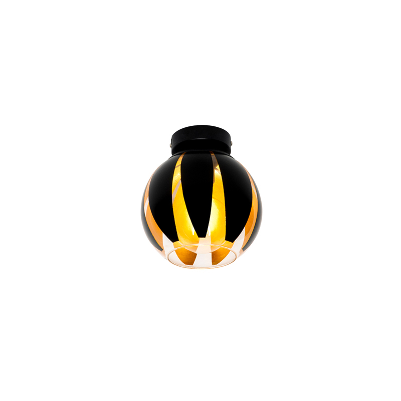 Designerska lampa sufitowa czarna ze złotem - Melone