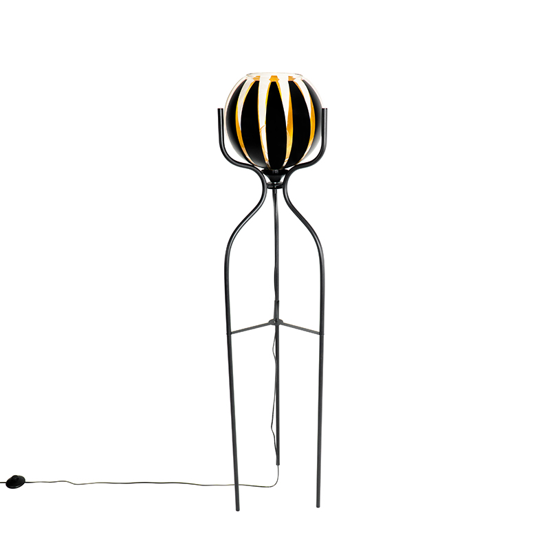 Lampadaire design noir avec or - Melone