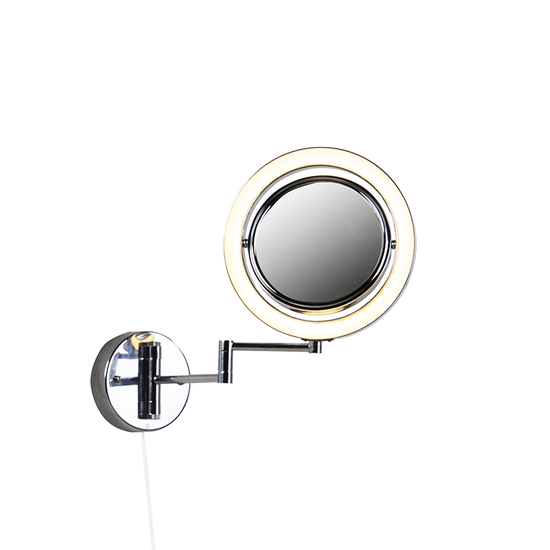 QAZQA Design badkamerspiegel chroom incl. LED verstelbaar IP44 - Vicino