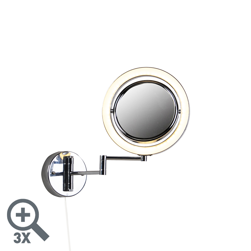 Design badkamerspiegel chroom incl. LED verstelbaar IP44 - Vicino Design badkamerspiegel chroom incl. LED verstelbaar IP44 - Vicino
