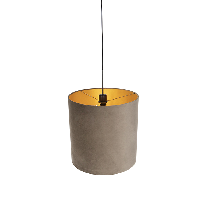 suspension avec abat-jour velours taupe et or 40 cm - combi