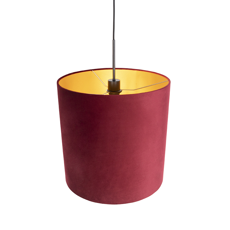 suspension avec abat-jour en velours rouge et or 40 cm - combi