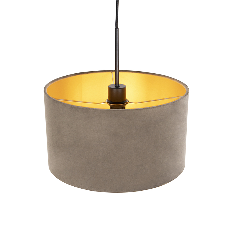 suspension avec abat-jour velours taupe et or 35 cm - combi