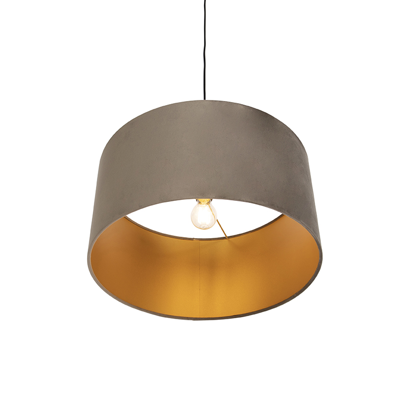 suspension avec abat-jour en velours taupe et or 50 cm - combi