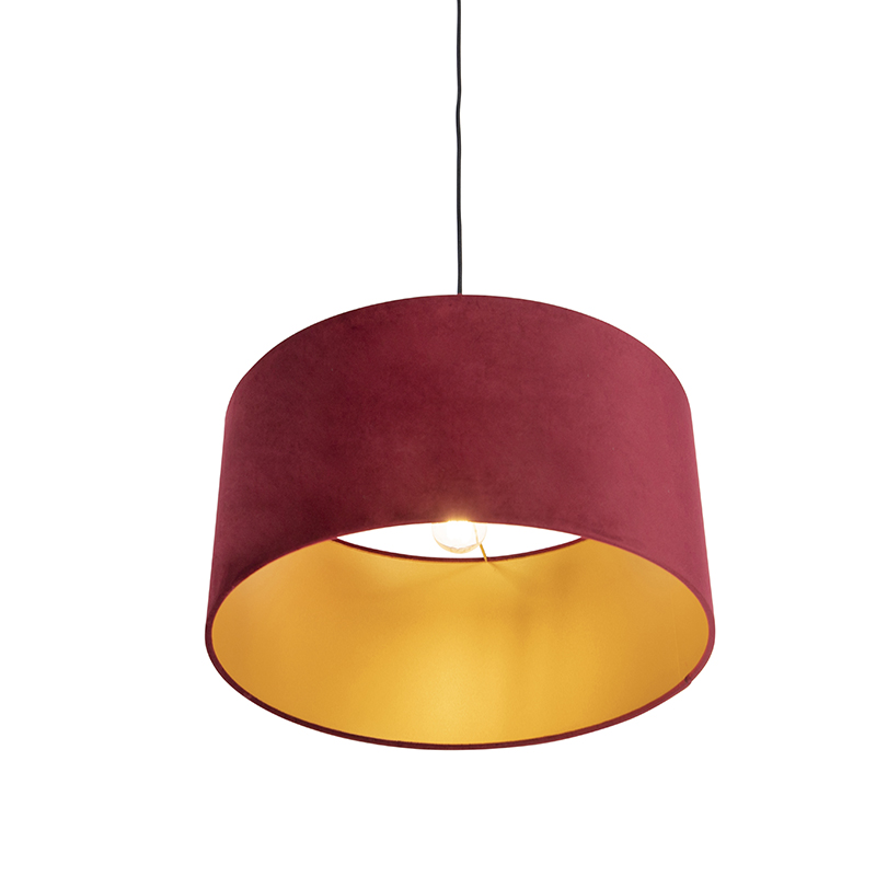 suspension avec abat-jour en velours rouge et or 50 cm - combi