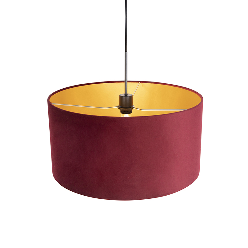 suspension avec abat-jour en velours rouge et or 50 cm - combi