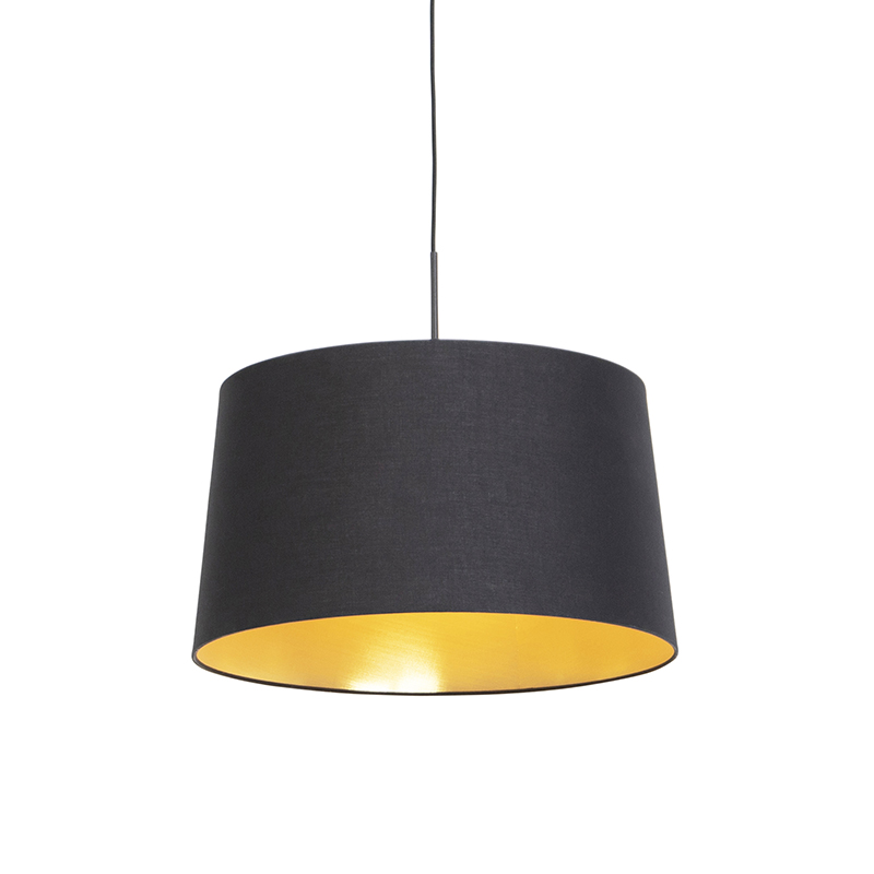 Pendant Lamp Black with 50cm Cotton Shade - Combi