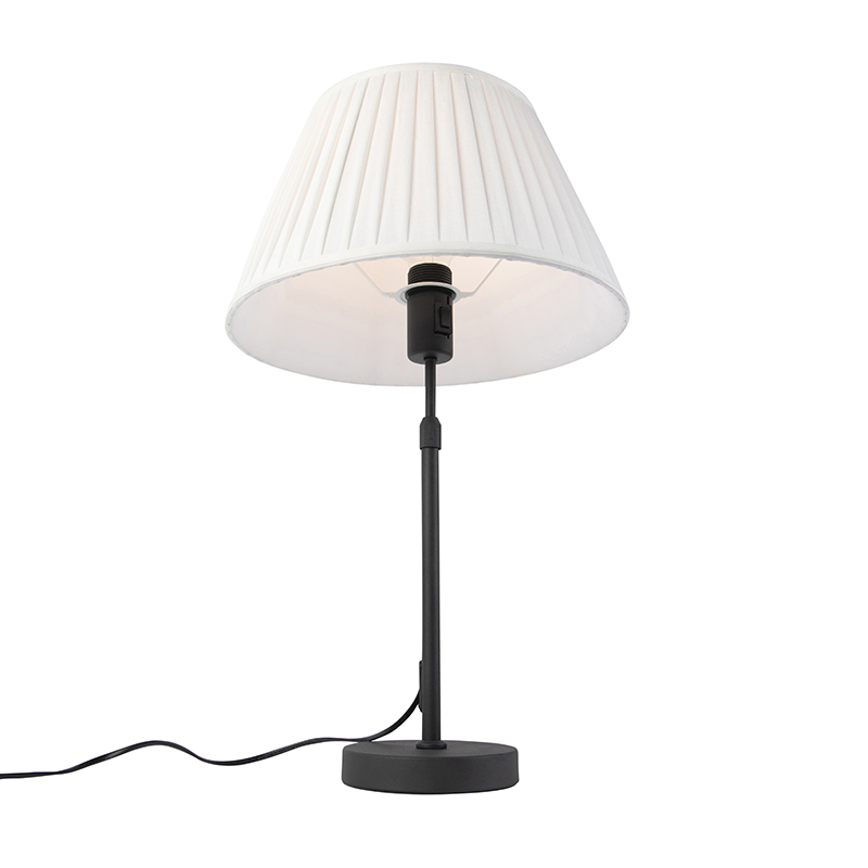 lampe de table noir avec abat-jour plissé crème 35 cm réglable - parte