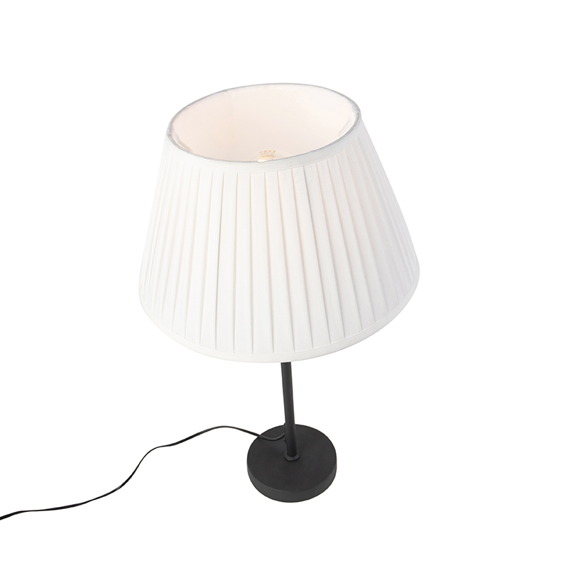 lampe de table noir avec abat-jour plissé crème 35 cm réglable - parte