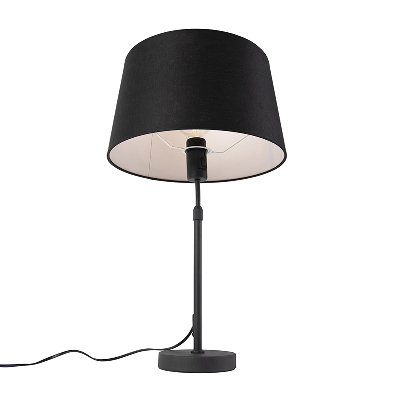 lampe de table noir avec abat-jour en lin noir 35 cm réglable - parte