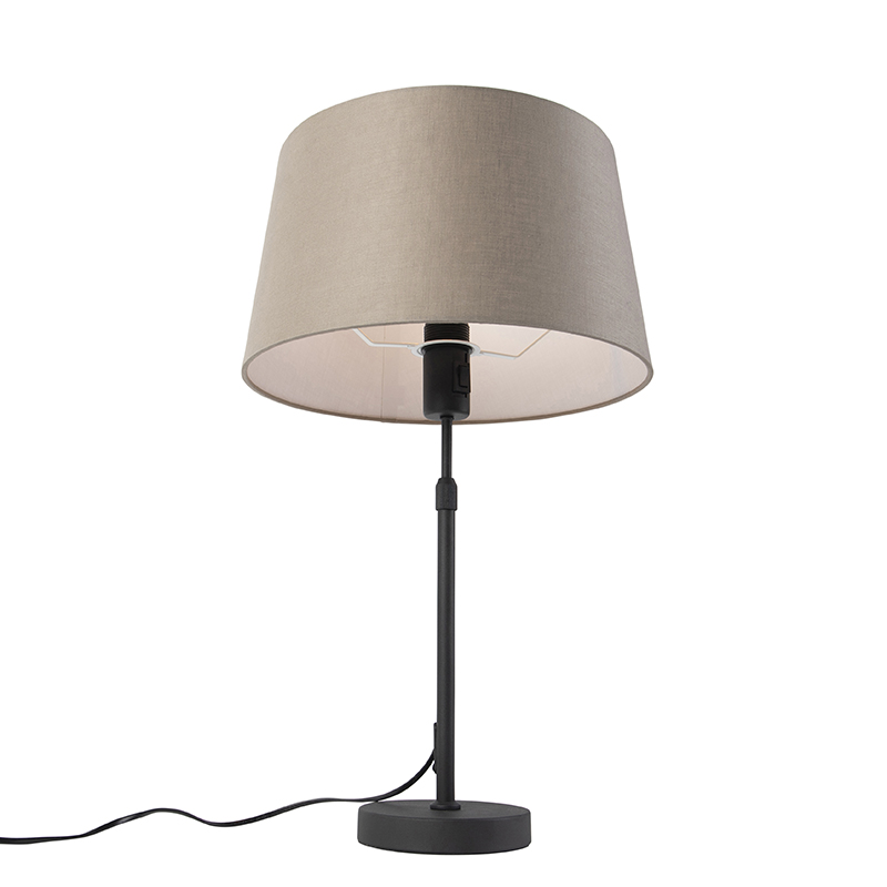 lampe de table noir avec abat-jour en lin taupe 35 cm réglable - parte