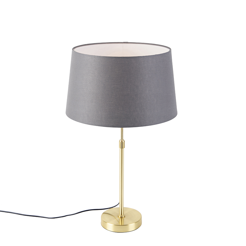 Table lamp gold / brass with linen shade gray 35 cm - Parte