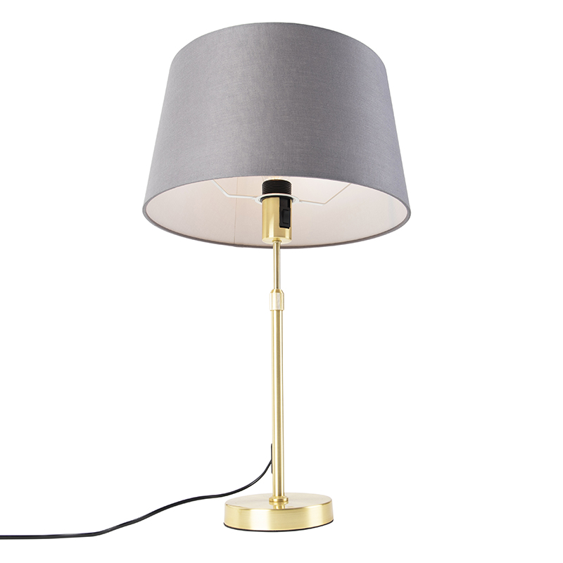 lampe de table or / laiton avec abat-jour lin gris 35 cm - parte