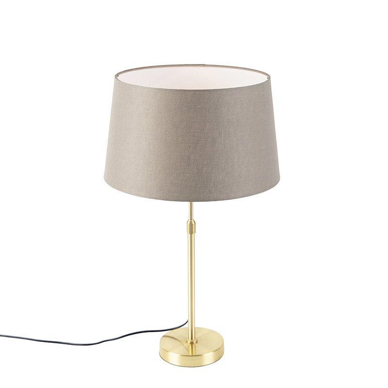 Stolová lampa zlatá / mosadz s ľanovým tienidlom taupe 35 cm - Parte