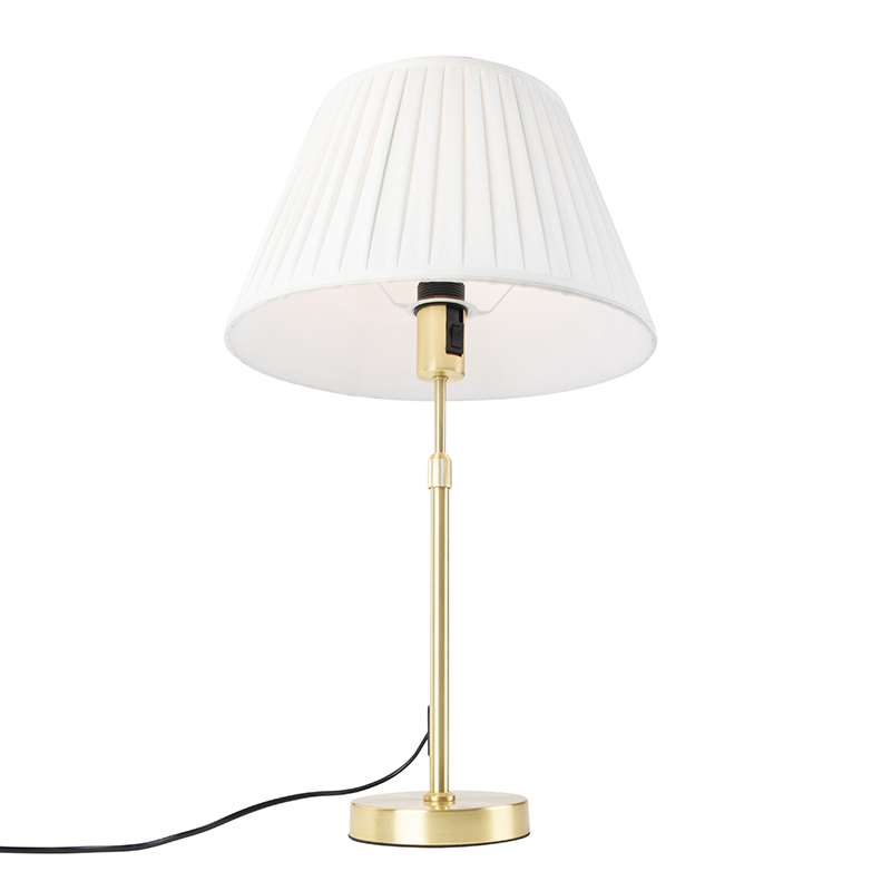 Table lamp gold / brass with pleated shade cream 35 cm - Parte