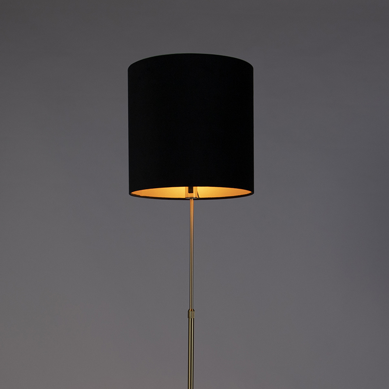 Stehleuchte gold / messing mit veloursschirm schwarz 40/40 cm - Parte