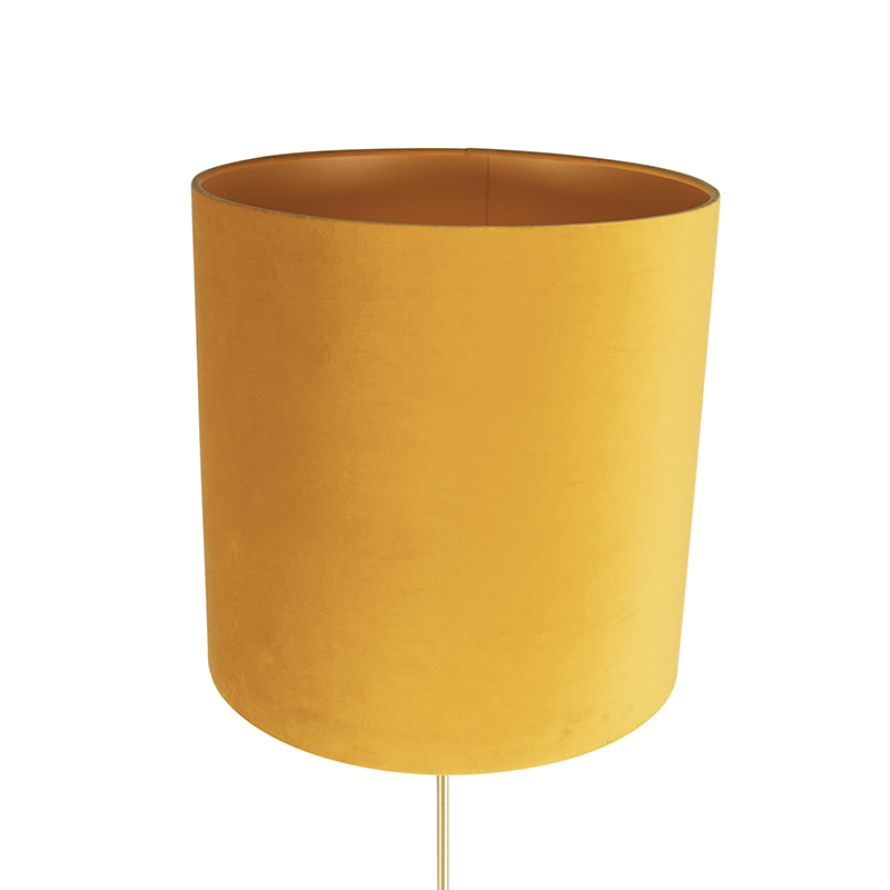 lampadaire or / laiton avec abat-jour velours jaune 40/40 cm - parte